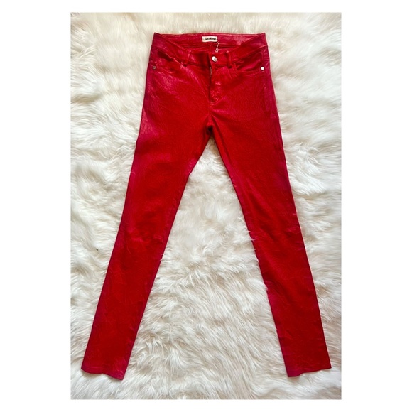New! ZADIG & VOLTAIRE Phlame Crinkled Lambskin Leather Skinny Pants - Picture 7 of 11